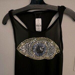 Hi lo embellish sheer top